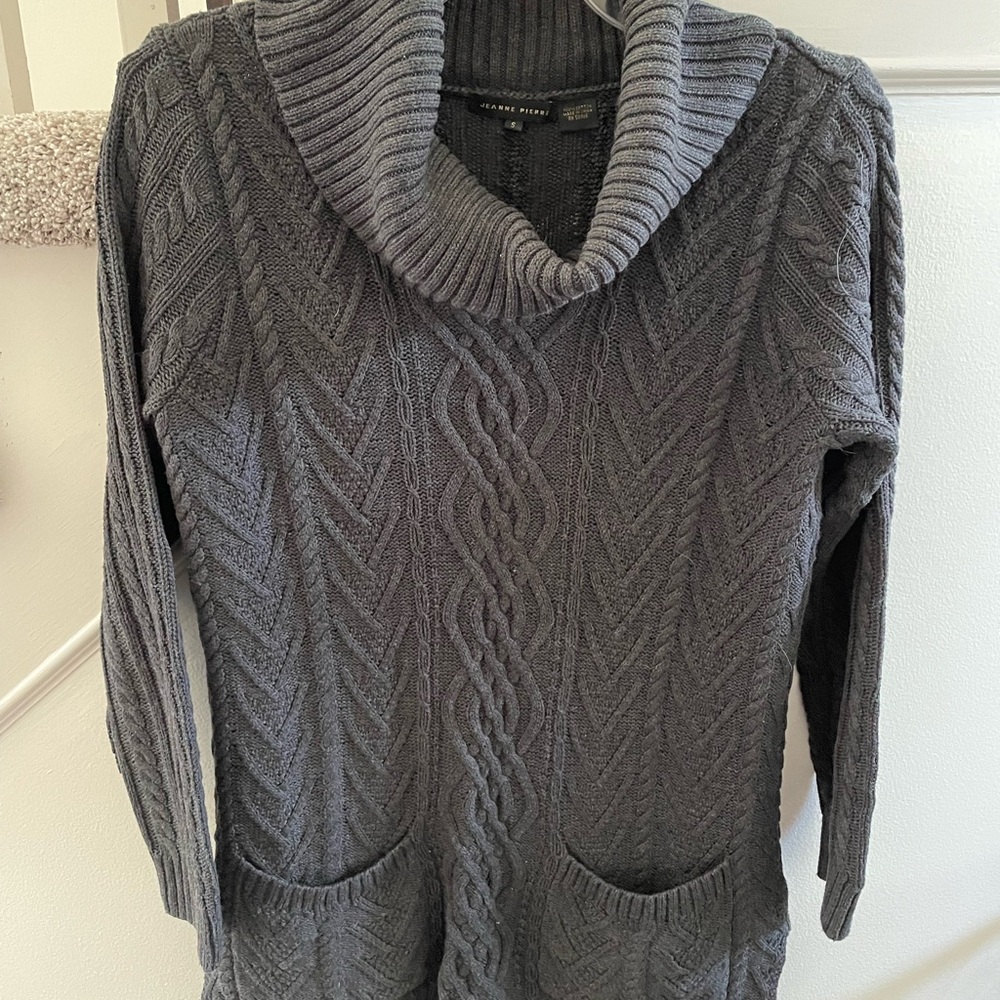 Jeanne Pierre Charcoal Cowl Neck Sweater